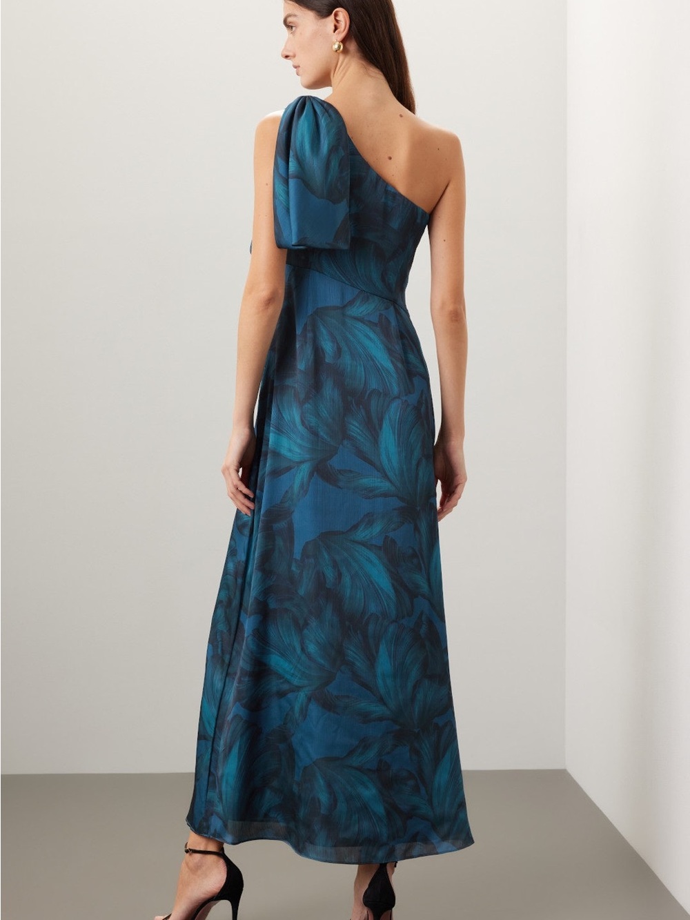 Sachin & Babi Blue Floral One Shoulder Chelsea Formal Gala Midi Dress Size 10 - Picture 3 of 9